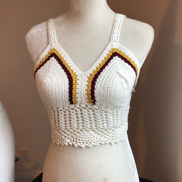 Elli white crop crochet top white sexy small $49 - Picture 5 of 6